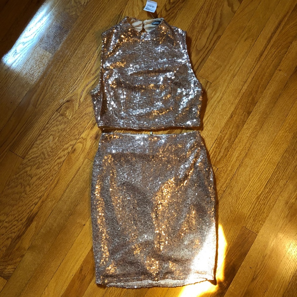 Charlotte Russe Gold Sequin Two-Piece